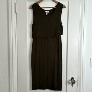 Nordstrom Leith Brand Olive Midi Dress, Size Small
